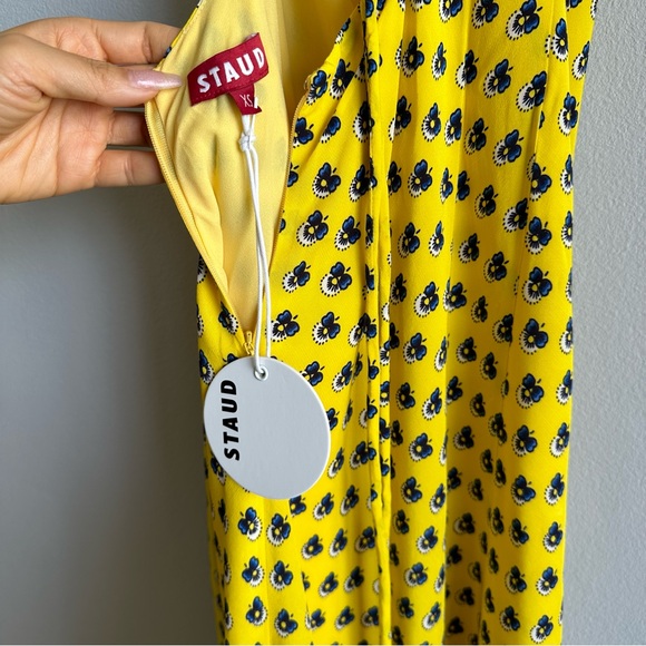 Staud Bellamy Dress in Soleil Calico / Lace Up Backless Maxi Dress w/ Slit - Picture 14 of 16